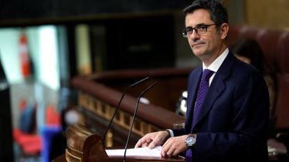 El ministro de la Presidencia, Félix Bolaños García, este jueves en el Congreso de los Diputados.