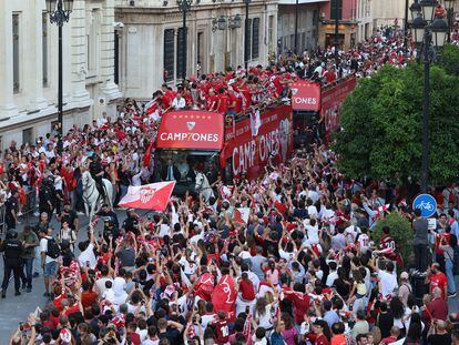 El Sevilla celebra su séptima Europa League, en imágenes