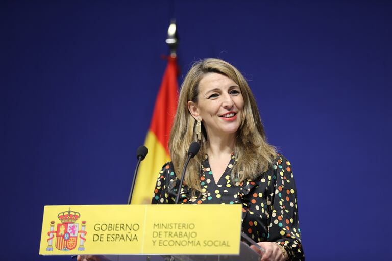 Yolanda Díaz en una ley del Ministerio de Trabajo el 11 de marzo.