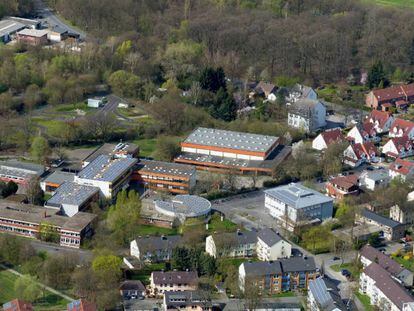 Vista aérea del instituto secundario Kaethe Kollwitz, en Luenen, en el oeste de Alemania.