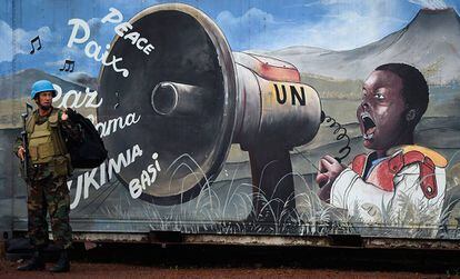 Un soldado de la ONU en Goma (República Democrática del Congo).