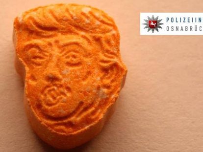 Foto facilitada por la policía de Osnabrück de las pastillas con la cara de Trump.
