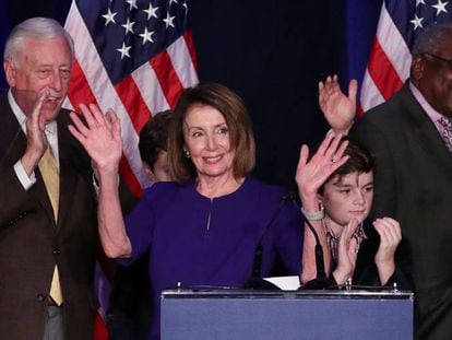 Nancy Pelosi celebra con los Demócratas la victoria