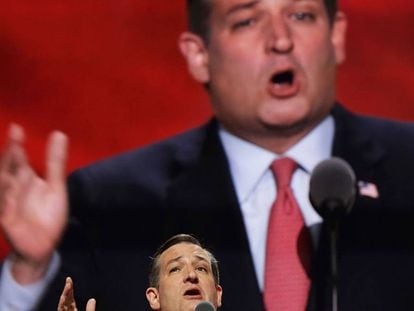 Ted Cruz se dirige a los delegados republicanos en Cleveland.