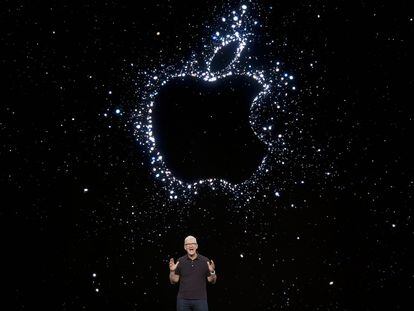 Tim Cook, CEO de Apple, en el evento de hoy.