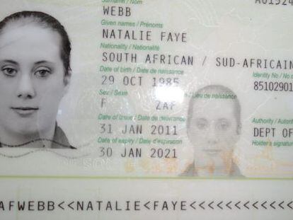 Una imagen del falso pasaporte surafricano de Samantha Lewthwaite.