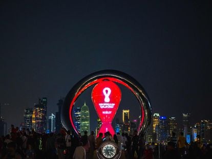 El reloj que marca la cuenta atrás para el inicio del Mundial en Doha.