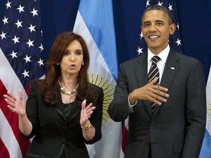 ALa presidenta argentina, Cristina Fernández de Kirchner, y el presidente de EE UU, Barack Obama, el viernes en Cannes.