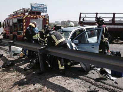 Un accidente ocurrido este julio en la A-5, a la altura de M&oacute;stoles (Madrid).