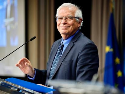El alto representante para la Política Exterior de la UE, Josep Borrell, en una rueda de prensa el pasado lunes en Bruselas.