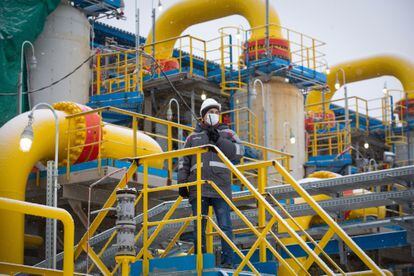 Instalaciones de gasoducto Nord Stream 2, en Ust Luga (Rusia), en enero de 2021.