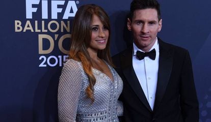 Leo Messi y Antonella Rocuzzo, en una gala de la FIFA.