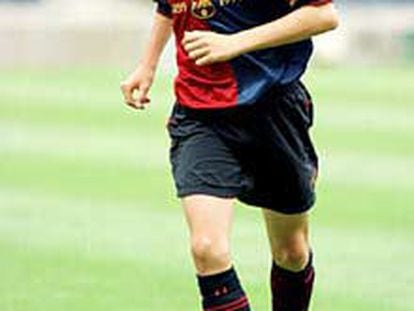 Iniesta, en un calentamiento previo a un partido.