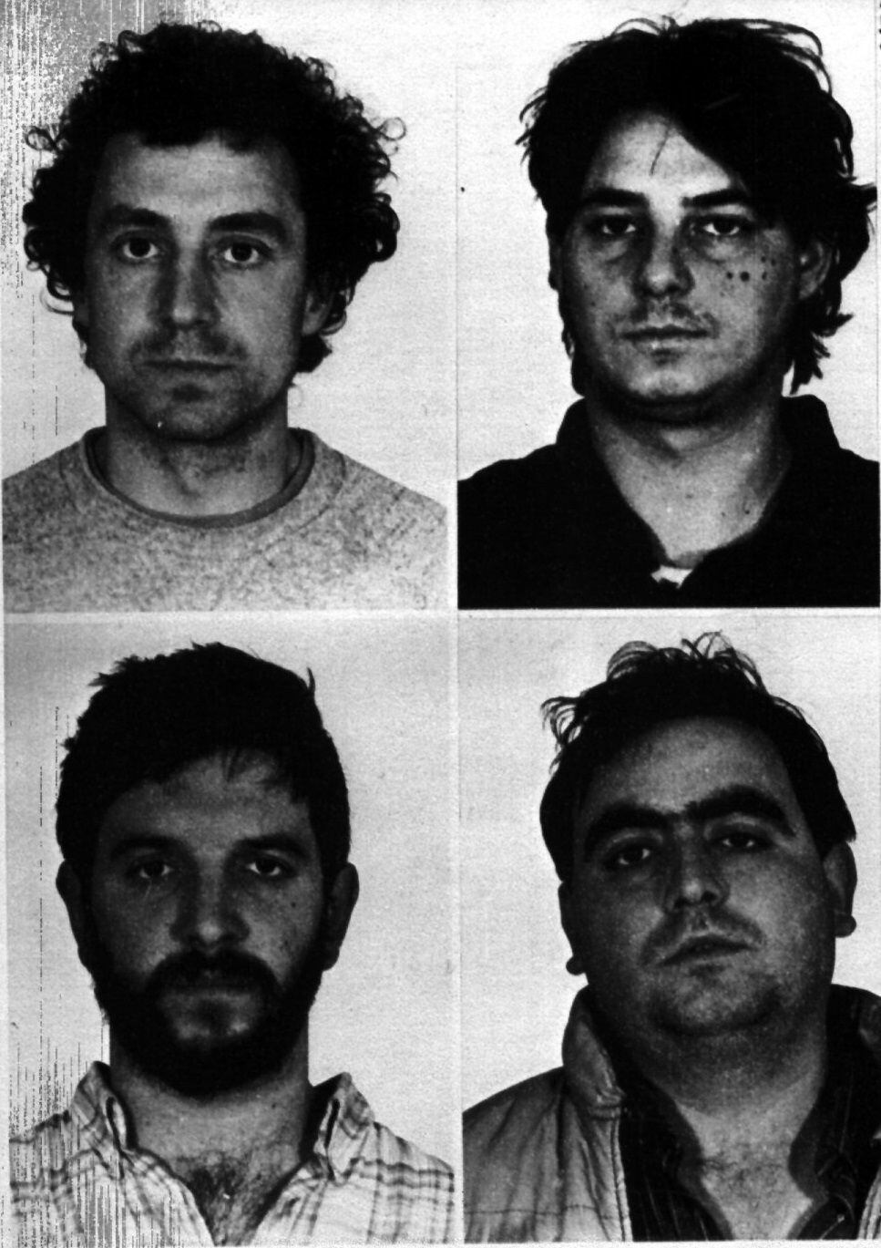 De izquierda a derecha, Ricardo Izaga, Joseba Mirena Martínez, Jesús Díaz de Heredia y Fernando San Vicente, en las imágenes difundidas tras su arresto en 1986.