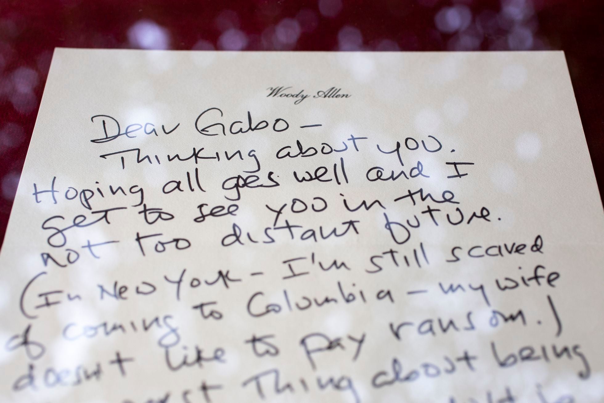 detalle carta que Woody Allen escribio a garcia marquez