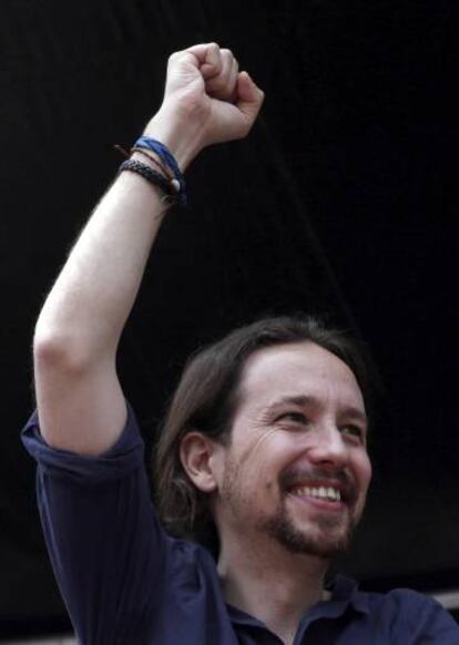 El candidato de Unidos Podemos, Pablo Iglesias, en un mitin el s&aacute;bado en Barcelona.