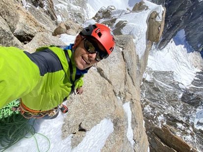 Leo Gheza, en el Pilar del Frêney.