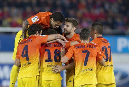 Los jugadores del Barça celebran un gol.