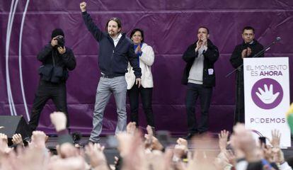 Pablo Iglesias, durante su intervención este sábado en Madrid.