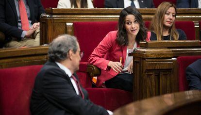 Quim Torra e Inés Arrimadas, durante el debate de política general.