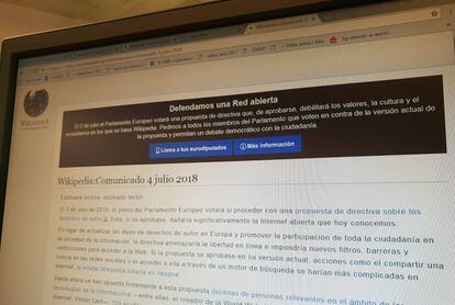 Web de Wikipedia donde advierten del cierre temporal del servicio.