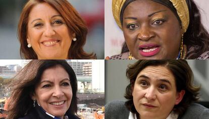 Les alcaldesses Mónica Fein, Célestine Ketcha Courtès, Anne Hidalgo i Ada Colau.