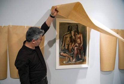 Preparativos de la muestra de Picasso en Rabat, el pasado 12 de abril.