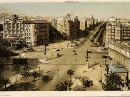 El cruce de Diagonal y Paseo de Gr&agrave;cia a principios del siglo XX. La ciudad siempre cambiante fue objetivo predilecto de las odas
