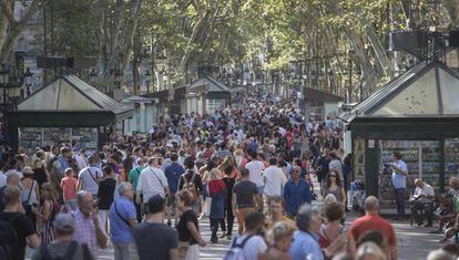 La Rambla de Barcelona, pocos días después del atentado de 2017.