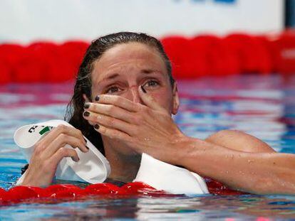 Las lagrimas de Katinka Hosszu después de batir el récord del mundo en los 200 estilos