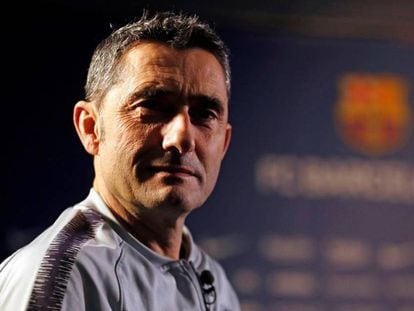 Ernesto Valverde, durante su entrevista en BarçaTV.