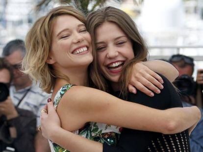 Lea Seydoux y Adele Exarchopoulos, las dos protagonistas de &#039;La vida de Ad&egrave;le&#039;, en Cannes. 