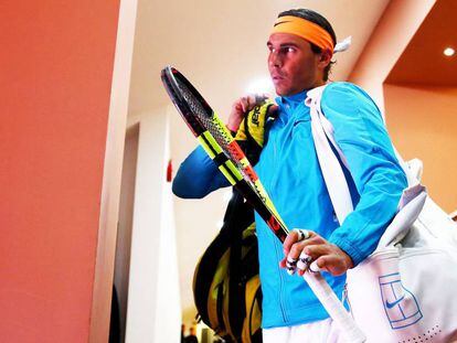 Nadal, antes de saltar a la pista ayer en Roma.