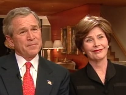 George y Laura Bush, durante su entrevista con Lorenzo Milá para TVE, el 12 de marzo de 2004.