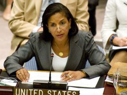 La embajadora de EE UU ante la ONU, Susan Rice, durante una sesión el pasado mes de agosto.