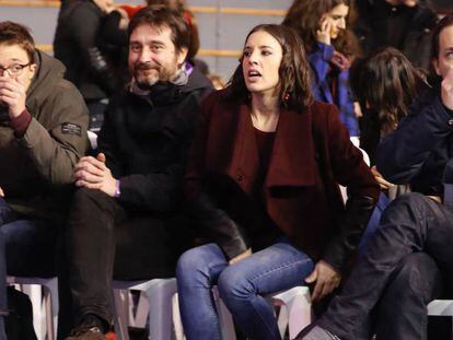 Los dirigentes de Podemos, este sábado, en Vistalegre.