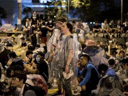 Manifestantes en Hong Kong.