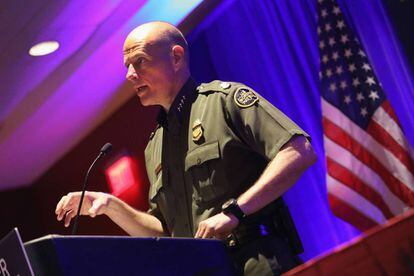 Ronald Vitiello, jefe de la Policía de Fronteras de EE UU, en la Border Security Expo de San Antonio, este miércoles.