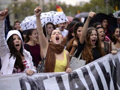 Protesta de estudiantes en Barcelona.