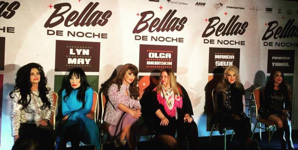 Rossy Mendoza, Lyn May, Olga Breeskin, María José Cuevas, Wanda Seux y Princesa Yamal durante la promoción del documental.