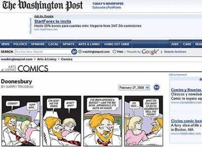 Viñeta de Doonesbury, cuyo autor es Garry Trudeau, en la edición digital de 'The Washington Post'