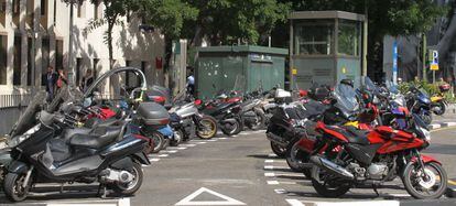 Parking de motos en el centro de Madrid.