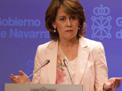 La presidenta de Navarra, Yolanda Barcina, explica en junio de 2012 la ruptura con el PSN.