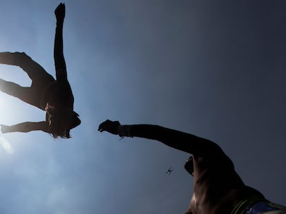 Dos luchadores, durante una función en Xochimilco, al sur de Ciudad de México.