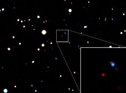 Detalle del estallido de rayos gamma GRB 090423 fotografiado en el cielo
