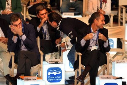 Ricardo Costa, Vicente Rambla, Álvaro Pérez y Francisco Camps, en el congreso regional del PP.