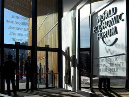 Directivos, en la última reunión presencial del Foro Económico Mundial, en Davos (Suiza).