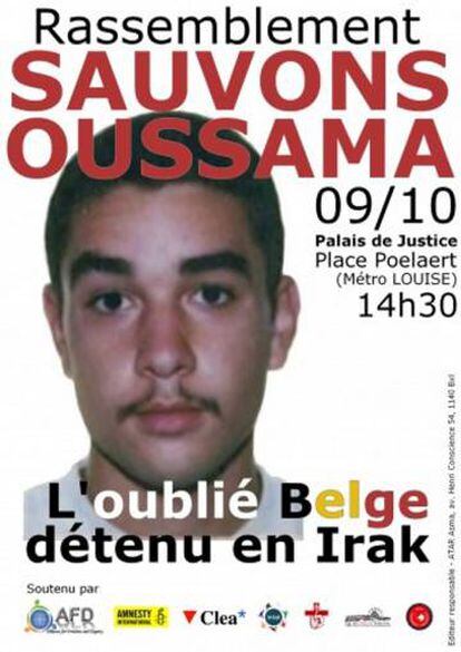 Cartel de la manifestación para la liberación de Atar celebrada en Bruselas el 9 de octubre de 2010.