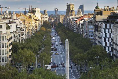 Vista del Paseo de Gr&agrave;cia de Barcelona.