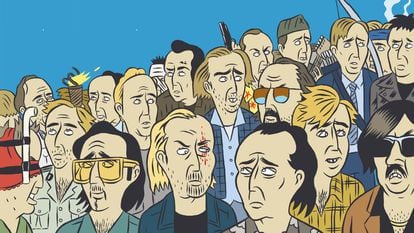 Contraportada del libro 'Las 100 primeras películas de Nicolas Cage', de Paco Alcázar y Torïo García.